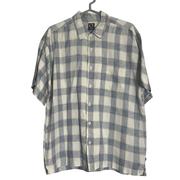 Y2K Que Plaid Skater Cyber Grunge Button Down Shirt Mens Large Linen Baggy Urban - Picture 1 of 9